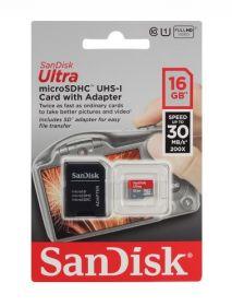 FLASH MicroSD 16GB SANDISK Class4 +SD адаптер